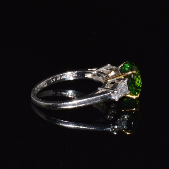 Certified Natural 3.85CTS VS F Diamond Green Tourmaline 18K Gold Platinum Ring - Picture 5 of 16